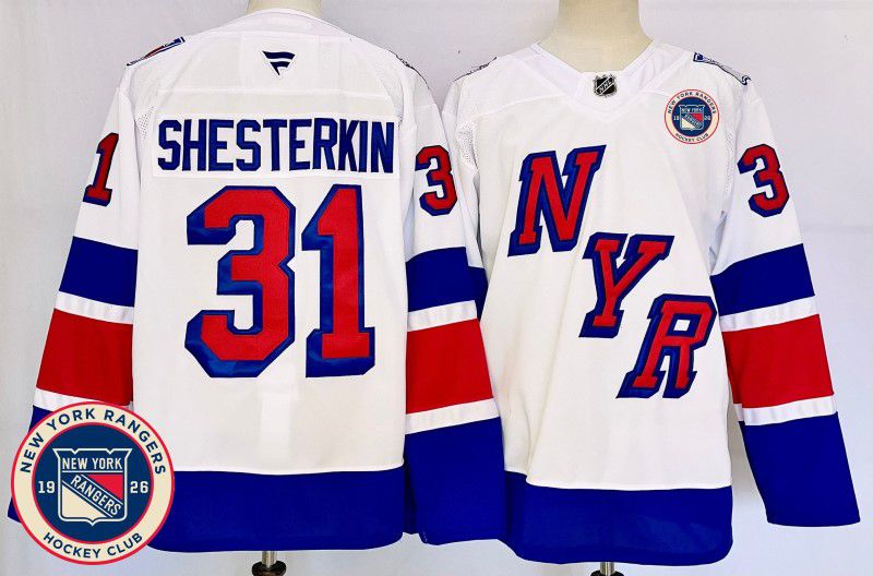 Men New York Rangers 31 Shesterkin White Fanatics 2025 NHL Jersey style 2
